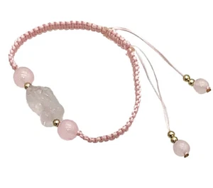 Feng Shui Rose Quartz Pi Yao Bracelet for Love and Marriage Luck - Picture 1 of 2