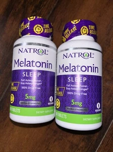 Natrol, (2 Pack) Melatonin, Time Release, Extra Strength, 5 mg, 100 Tablets Each - Picture 1 of 7