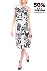 Rrp?955 Genny Sheath Dress Size It 44 / M Silk Blend Lined Zebra Motifs