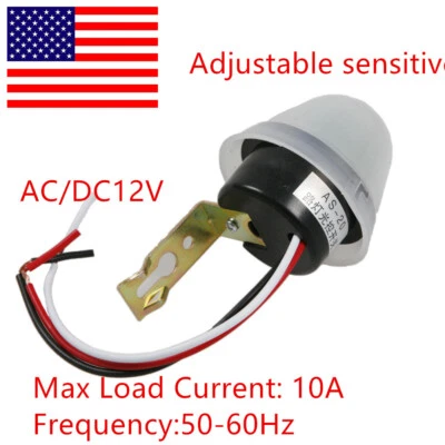 2Pcs DC/ AC 12V Adjustable Rainproof Auto On Off Light Switch Control Sensor - Image 1 of 4