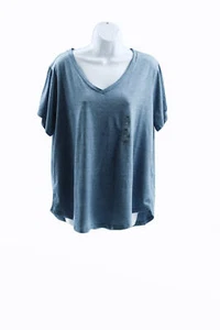 Style & Co Plus Size Solid Burnout T-Shirt Size 1X Blue - Picture 1 of 4