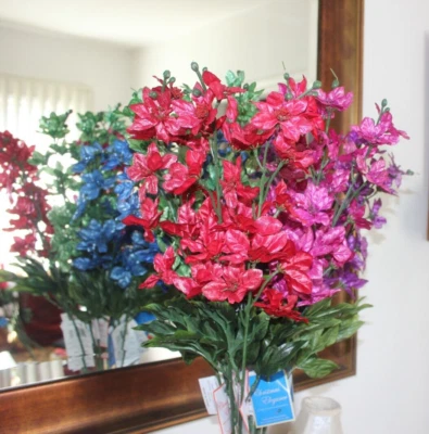 2 x 31" Brillante Navidad Tallo Largo con Flores Artificiales Cojas de Pascua de 3" Foto 1 de 4