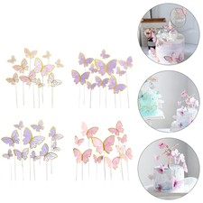 4 Sets Butterflies Beautiful Elegant Insert Cards Cake Topper Birthday Cake Prop