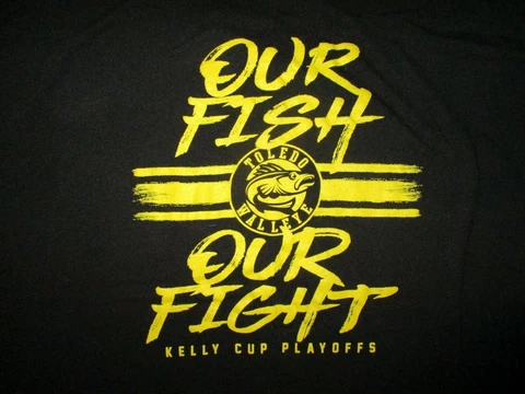 TOLEDO WALLEYE KELLY CUP PLAYOFFS T SHIRT Hockey Our Fish Fight Black LARGE Cover