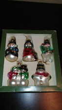 Santa Workshop boxed 5 glass Snowman ornaments in holiday attire