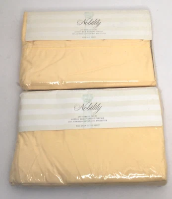 Nobility Full Sz Sheet Set 250 Thread Pinpoint Percale Vintage Jonqil Gold New - Image 1 of 4