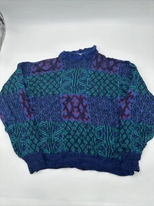 McGregor Vintage 80s Pullover Knitted Sweatshirt Jumper Blue Purple Acr Medium M - Picture 1 of 6