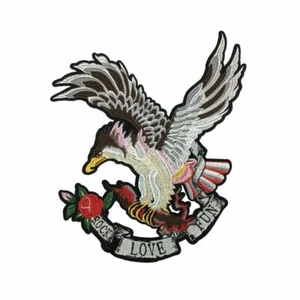 Eagle Hawk Rock Love Fun Bird Flight (Iron On) Embroidery Applique Patch Sew - Picture 1 of 2
