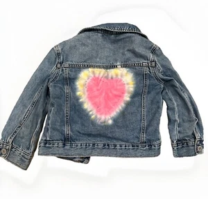 GAP Rainbow spray paint heart Denim Jean Jacket Kids Size XS 4-5 - Picture 1 of 7