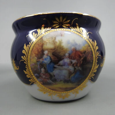 Мини-чаша горшок для рассады лиможский кобальтовый синий и золотой викторианский сад 3 дюйма x 4 дюйма - Изображение 1 из 4