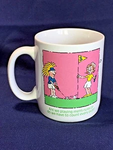 NIB GOLF MUG Cartoon Humor Joke White Pink Green Coffee Tea Cup Mug - Imagen 1 de 6