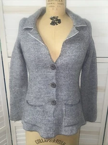 Cocogio Cardigan Sweater Coat Tweed Acrylic Wool Blend Buttons Collared Sz Small - Picture 1 of 8