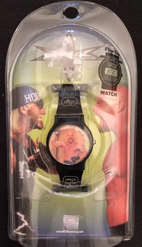 NEW Vintage 1999 WCW NWO GOLDBERG Lenticular Flip-Top Digital Wrist Watch NIB Cover