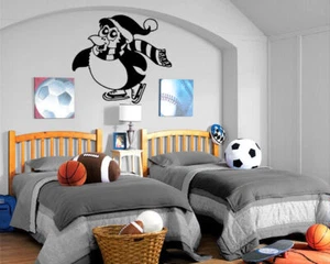 Pinguin Schlittschuhlaufen Hockey Wandbild Vinyl Kunst Aufkleber Kinderzimmer Kinderzimmer M025 - Bild 1 von 3