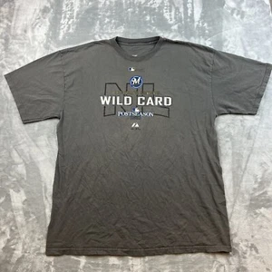 Milwaukee Brewers 2008 Wildcard T-Shirt Size 2XL Gray Majestic Y2K - Picture 1 of 7