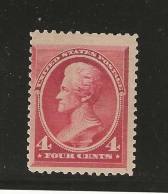 US Scott #215 mint lightly hinged 4c Carmine Jackson 1888 bank note og f/vf - Image 1 of 2