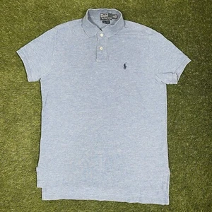Polo Ralph Lauren Shirt Custom Fit Blue 100% Cotton Short Sleeved Mens Medium - Picture 1 of 14