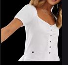 Pimkie Jersey Top With Sweatheart Neck In White Uk M New With Tags Rrp £14