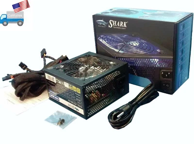 SHARK 1000W 80+ Gaming PC ATX 5-SATA Dual PCIe Silent 120mm LED Fan Power Supply - Image 1 of 4