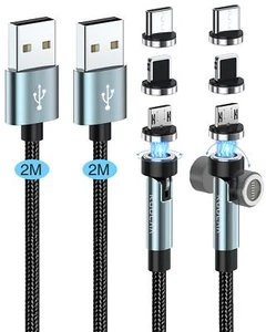 7PIN Magnetic Charging Cable, 540° Rotating Magnetic Phone Charger 2Pack 6FT ... - Zdjęcie 1 z 12