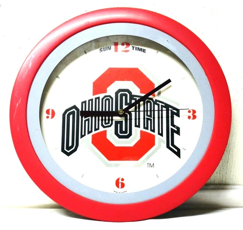 Ohio State Wall Clock By Sun Time 11.5" Round ~ Tested Cover