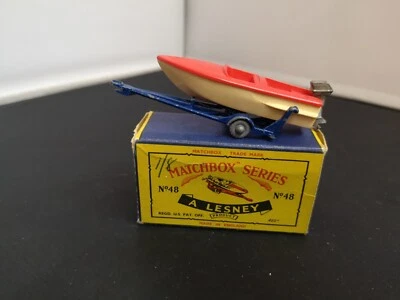G151-MATCHBOX LESNEY No48B SPORTS BOAT AND TRAILER WITH BOX - Image 1 of 4
