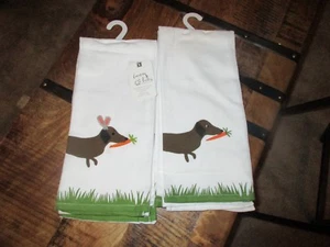 2 TOSSOTTO Orecchie Coniglietto Cane Pasqua Carota Erba Asciugamani Cucina NUOVE ETICHETTE - Foto 1 di 2