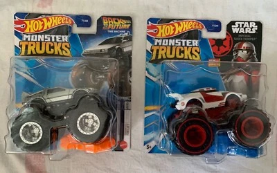 2 Hot Wheels Monster Trucks Treasure Hunt Star Wars Shock Trooper +BTTF Delorean - Image 1 of 4