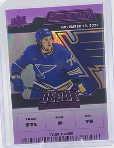 22/23 UPPER DECK CREDENTIALS TYLER TUCKER #110 DEBUT TICKET ACCESS PURPLE /10 - Picture 1 of 6