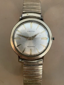 Vintage Croton Automatic Watch 10k Gold Filled GF Bezel & Band Working, No Crown - Picture 1 of 10