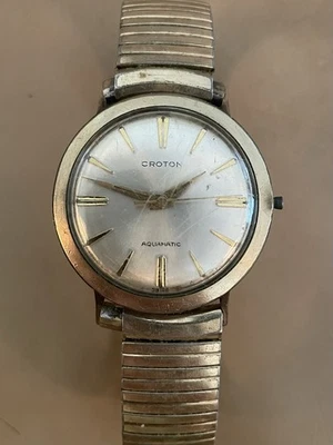 Reloj Automático Croton Vintage Oro 10k Relleno GF Bisel y Correa Funcionando, Sin Corona Foto 1 de 4