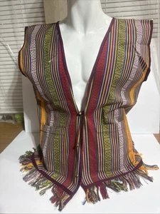 Vintage Handmade Ecuadorian Boho Weste Vest Baumwolle Gr. XL bunt - Bild 1 von 9