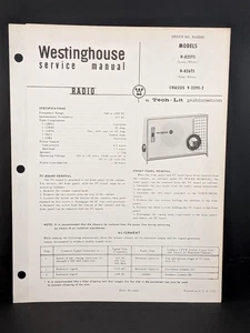 Westinghouse Radio Service Manual Model H-825T5 Chassis V-2395-2 4 Pg - Picture 1 of 2
