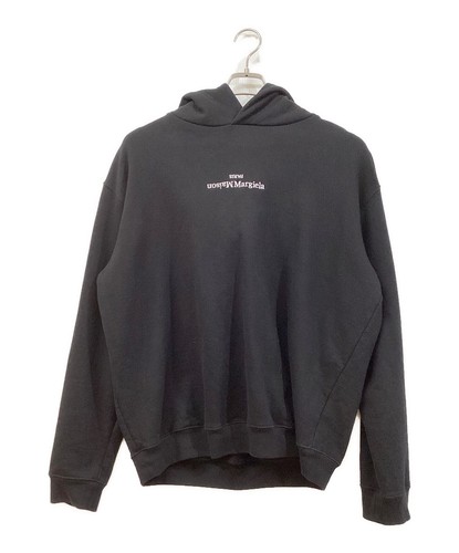 Felpa con cappuccio Maison Margiela logo rovesciato taglia:44 nera uomo S50GU0149