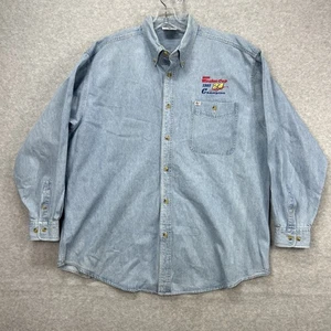 Vintage Jeff Gordon Shirt Mens XL Blue Chambray Denim 1997 NASCAR Winston Cup - Picture 1 of 8
