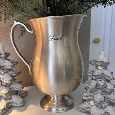 Jarra de agua Pottery Barn carro de barra plateado hotel bebida grabada clásica Foto 1 de 4