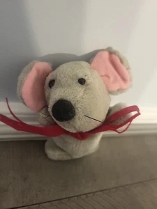 Vintage Plush Mouse With Red Bow 5" Grant Howard Assoc Mini Plush - Picture 1 of 6