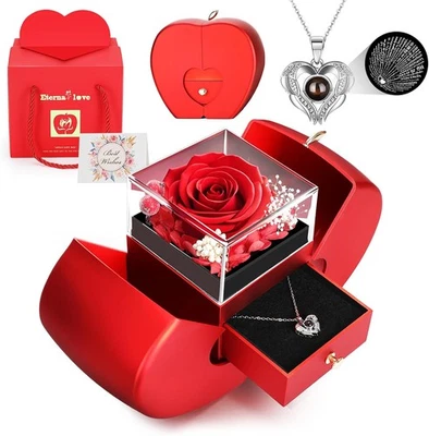 保存鲜花玫瑰礼物带我爱你100红色礼品盒-02  — 第 1/4 张图片