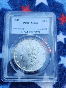 1887 PCGS MS 64 Morgan Silver Dollar - Picture 1 of 2