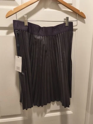 NWT DKNY  Red Wine BurgundyPleated Faux Leather Skirt  Medium - Image 1 of 4