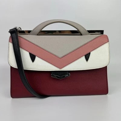 Fendi Monster 小号 Demi Jour 皮革 2 路斜挎包钱包多色正品 — 第 1/4 张图片
