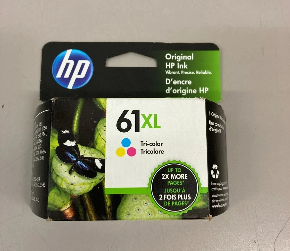 New Genuine HP 61 Tri-Color High Yield Ink Cartridge,  (CH564WN#140) 4/2024 - Image 1 of 1