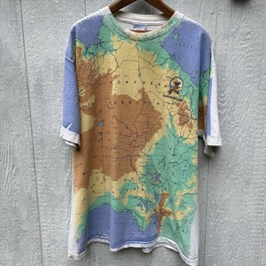 Vintage Australian Map All Over Print Australian Gold Koala AllSport XL T-Shirt - Picture 1 of 11