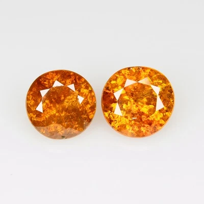 1,67 quilates [par de 2 piezas] redondo 5,7 x 5,5 mm ¡100 % esfalerita amarilla anaranjada natural! Foto 1 de 4