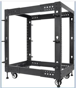RIVECO 15U Server Rack Adjustable Depth Network 4 Post Cabinet Open Frame - Picture 1 of 6