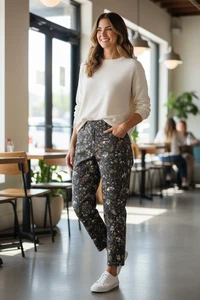 Knox Rose Ebenholz Herbst Herbst gerades Bein Hose hoher Bund elastischer Bund Größe L 30" - Bild 1 von 8