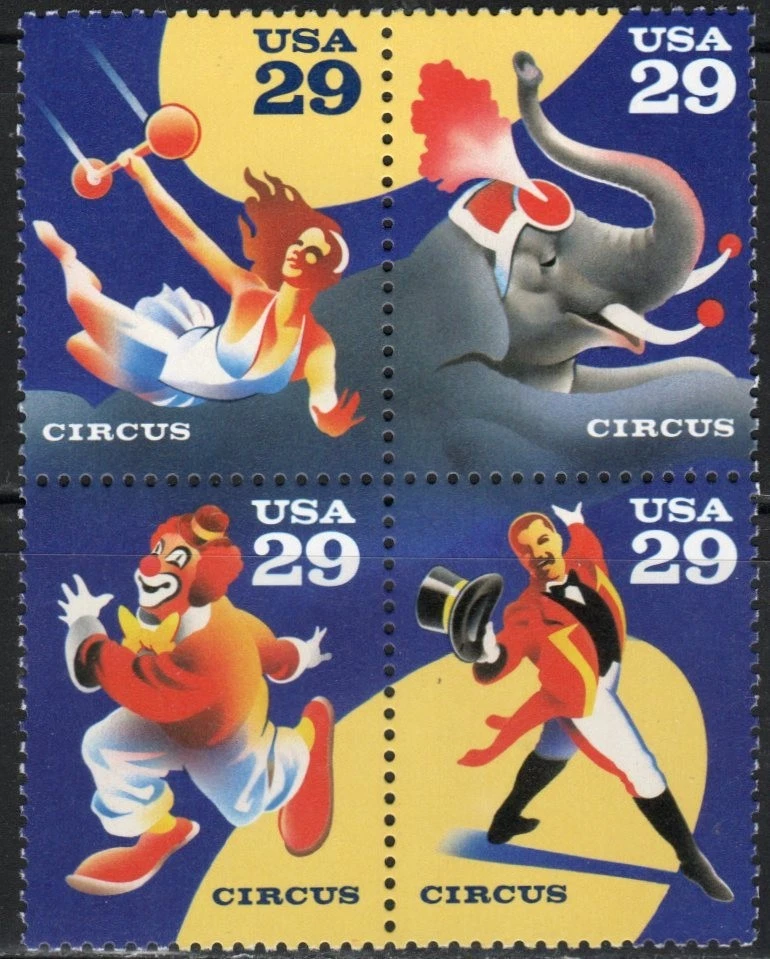 US Scott #2753a block of 4, "Circus" MNH - Image 1 of 1