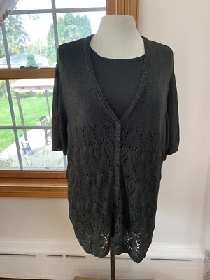 Suéter con camiseta sin mangas Josephine Chaus para mujer talla 3 Plus tejido verde Foto 1 de 4