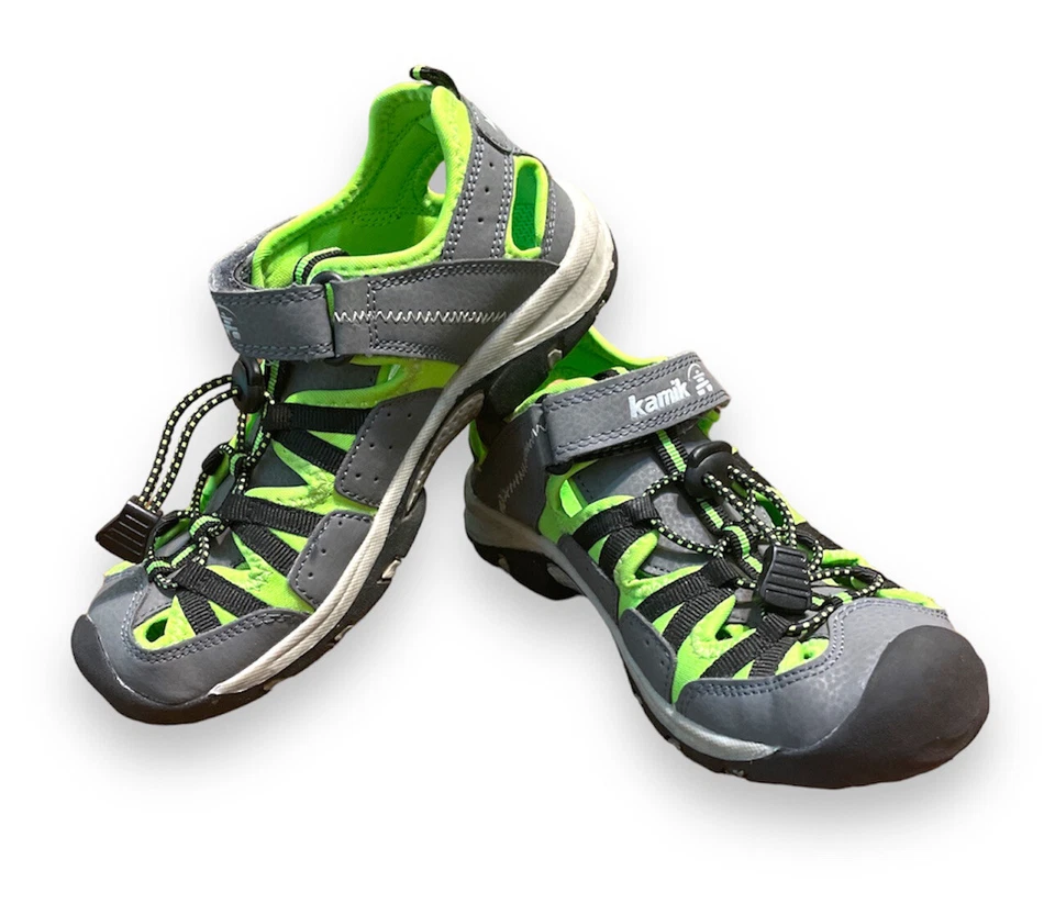 Sandalias Kamik Wildcat Niños Jóvenes Carbón/Lima Exterior Camping Senderismo Talla 2 Y Foto 1 de 4