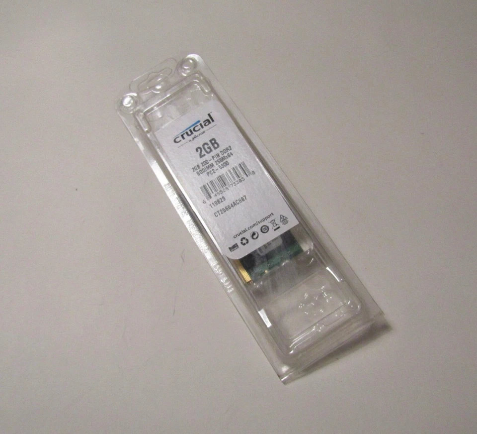 Crucial CT25664AC667 (2 GB, PC2-5300 (DDR2-667), DDR2 RAM, 667 MHz, SO DIMM... - Image 1 of 1